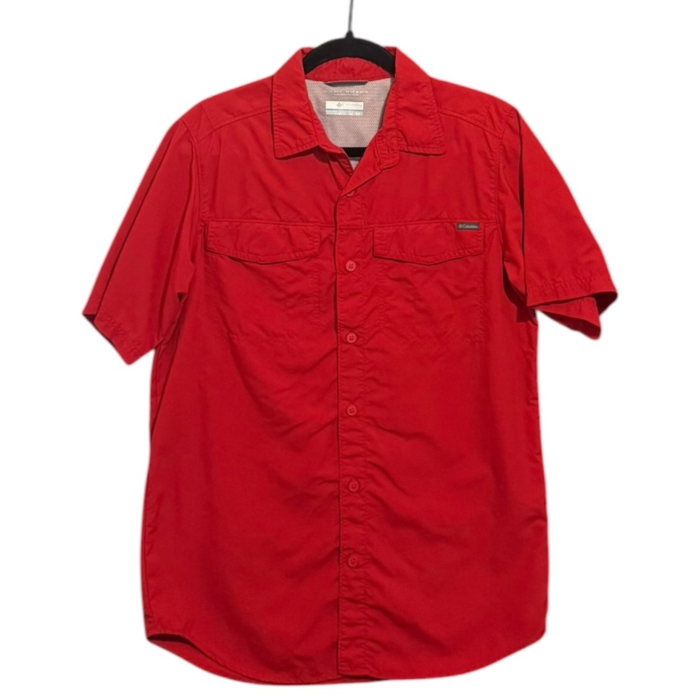 Columbia Silver Ridge Fishing Mens Red Short Sleeve Hiking Shirt S Outdoors